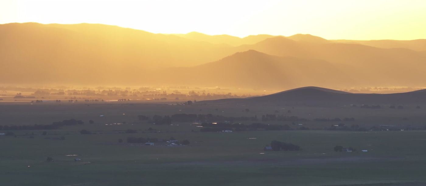 Flagstaff Hill and the Powder River Valley, filmed from the air