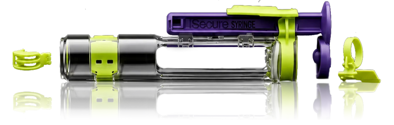 HOSPIRA iSecure opioid syringe system, exploded assembly view