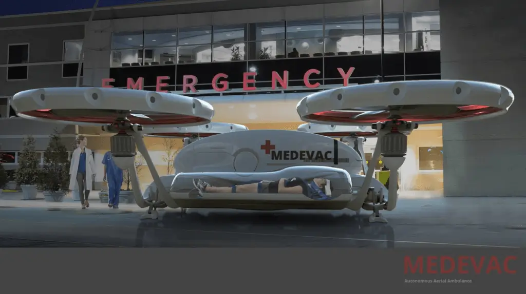 UAM medivac flying ambulance concept rendering for NASA