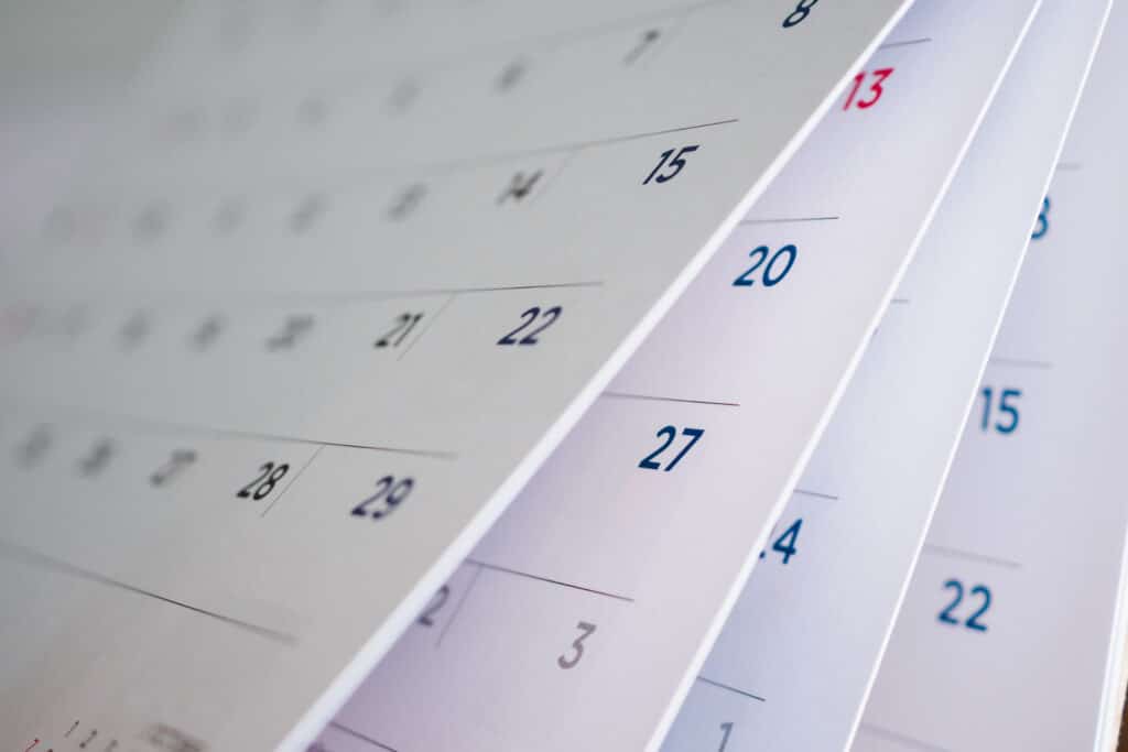 submit your grant proposal on time calendar page close up