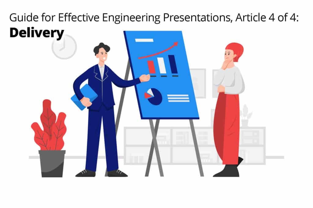 Delivering an engineering presentations in a meeting room showing a chart